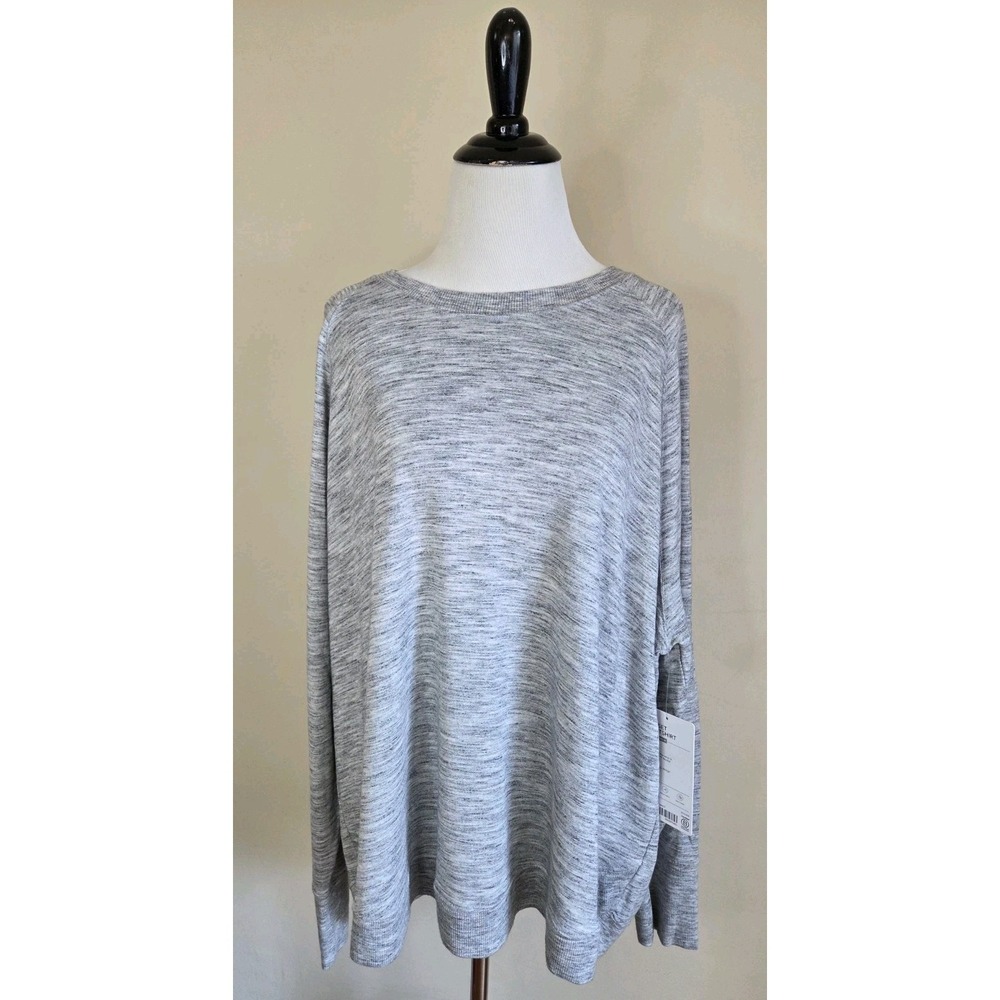NWT Athleta Mindset Sweatshirt Marl Gray Women's 2XL Oversized Relaxed Fit